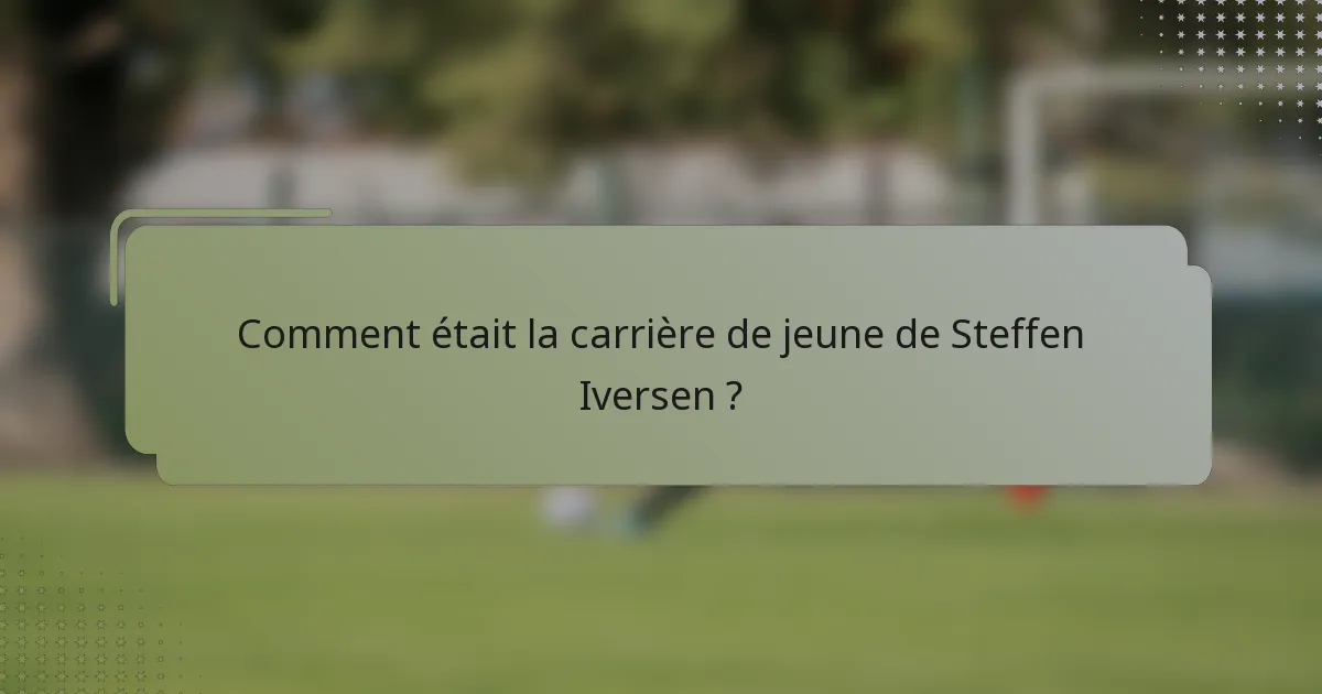 Comment était la carrière de jeune de Steffen Iversen ?