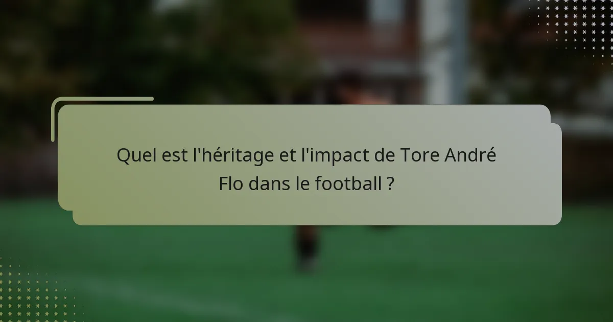 Quel est l'héritage et l'impact de Tore André Flo dans le football ?