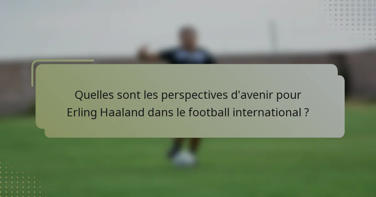 Quelles sont les perspectives d'avenir pour Erling Haaland dans le football international ?