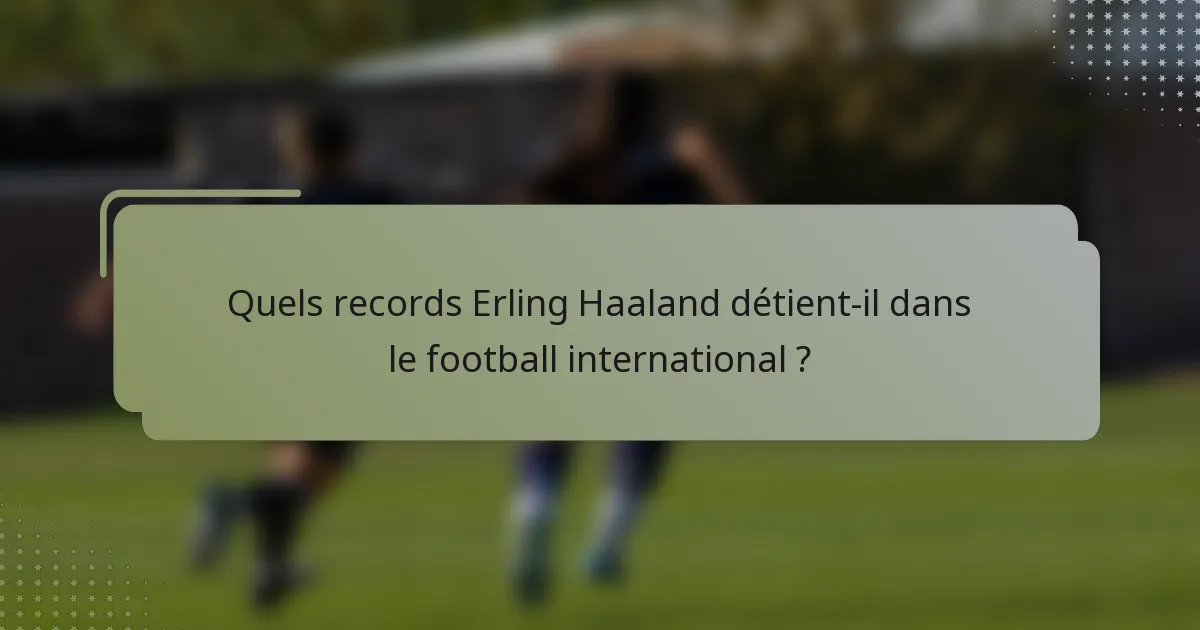 Quels records Erling Haaland détient-il dans le football international ?